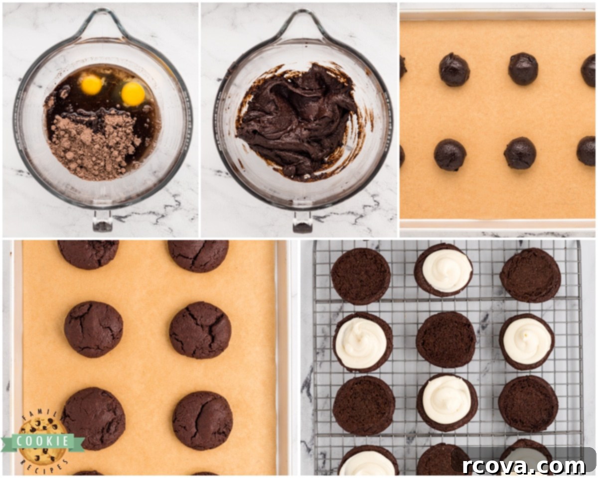 DIY Oreos: So Simple, So Sweet 5 Step-by-step image collage showing how to make homemade Oreo cookies
