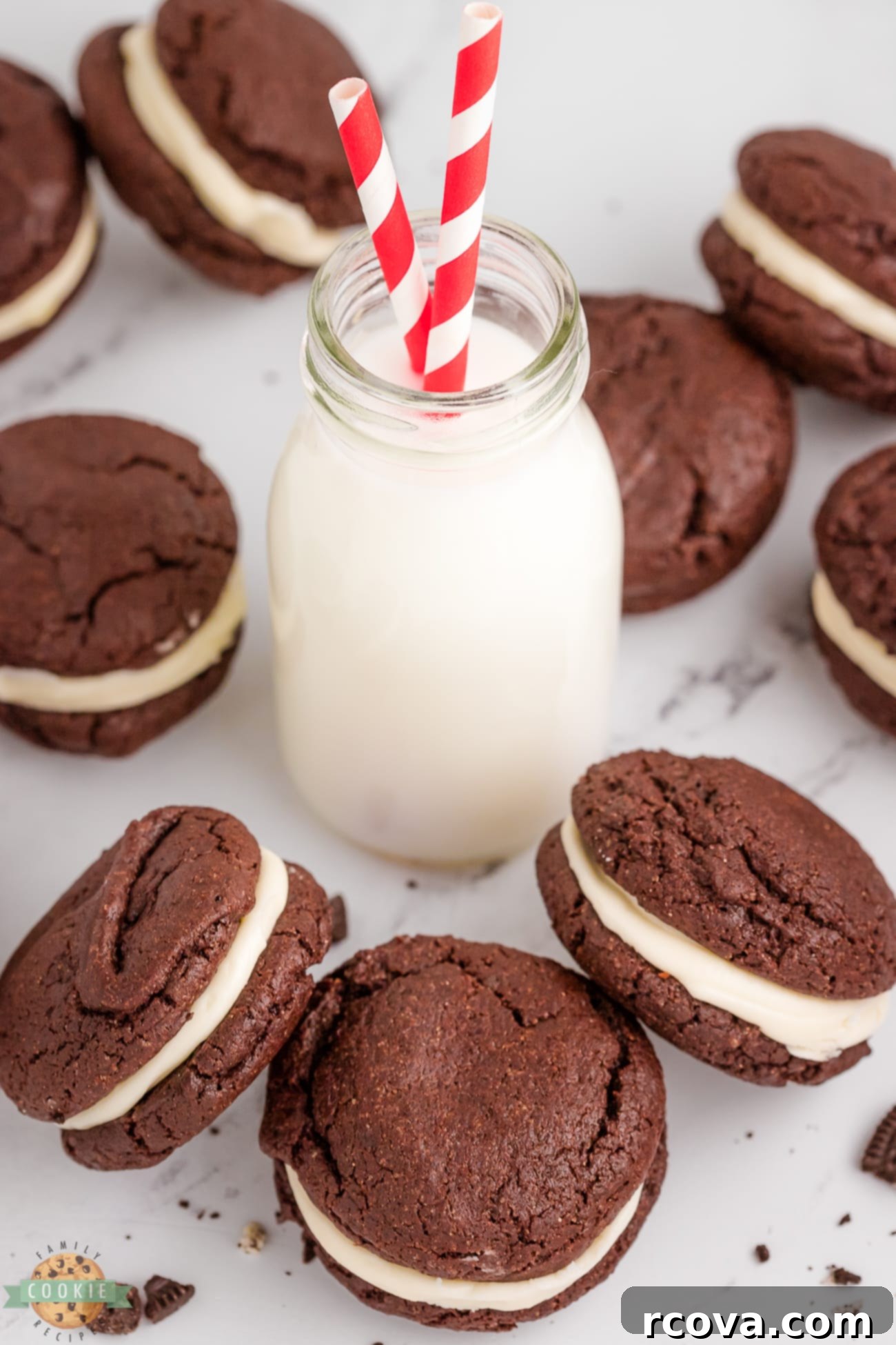 DIY Oreos: So Simple, So Sweet 9 Homemade cake mix Oreo cookies with a glass of milk