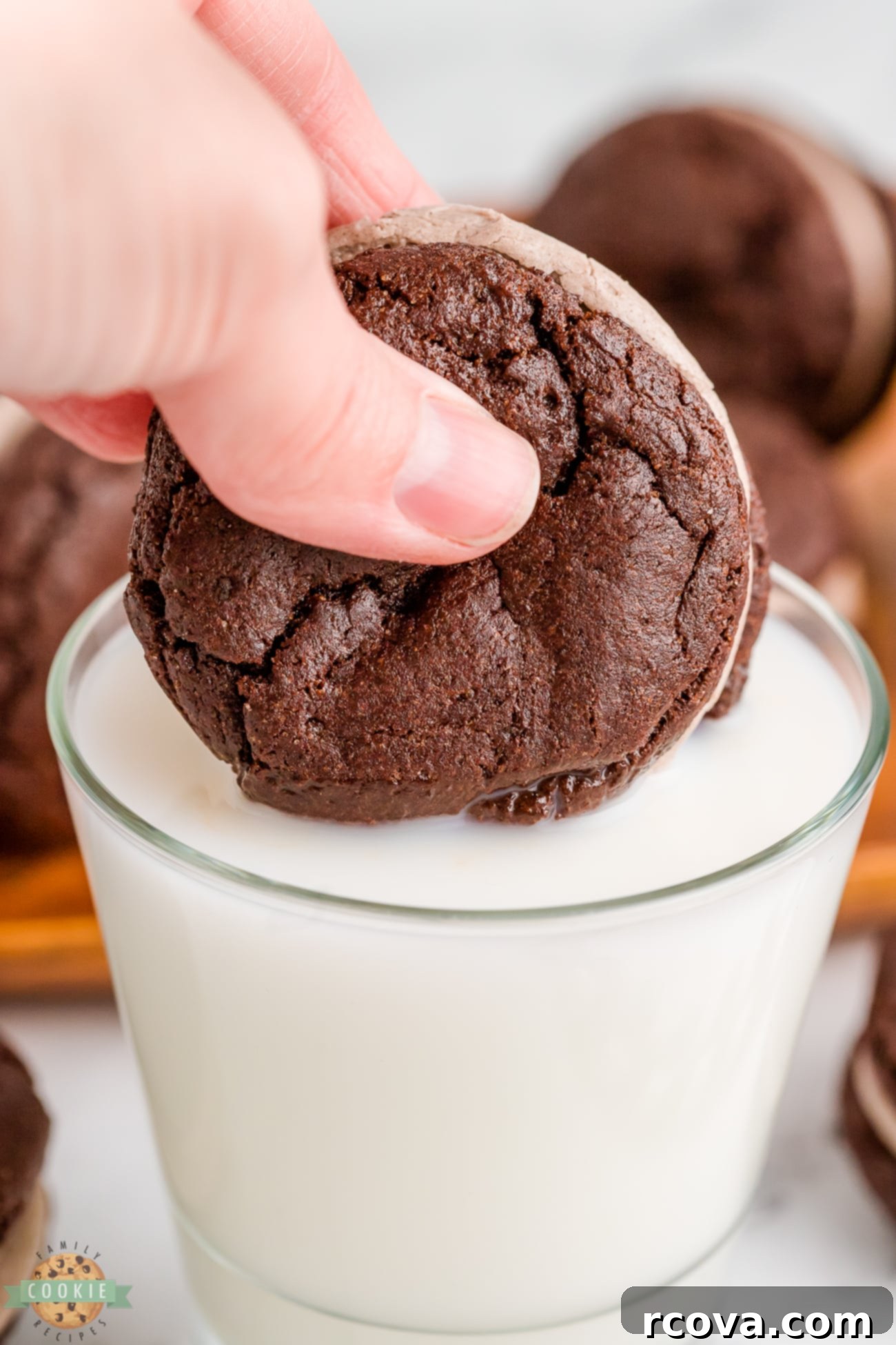 Homemade Oreo Cookies and Cream 8 dipping homemade oreos in milk