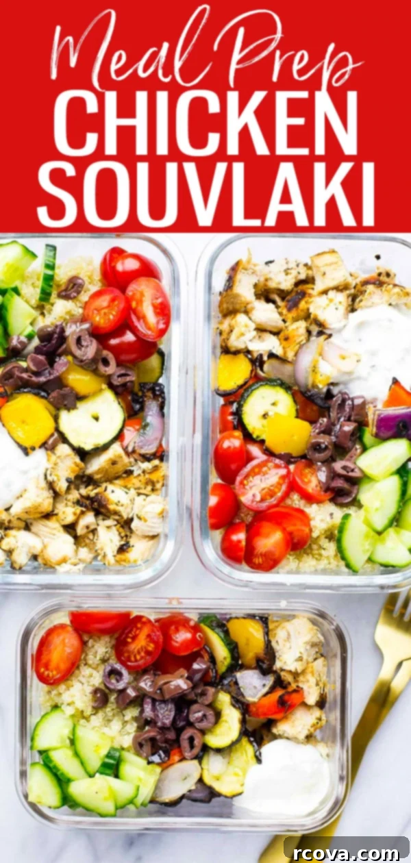 Meal Prep Chicken Souvlaki Bowls 10 Healthy Greek chicken souvlaki bowls with quinoa, cucumber, tomatoes, and tzatziki