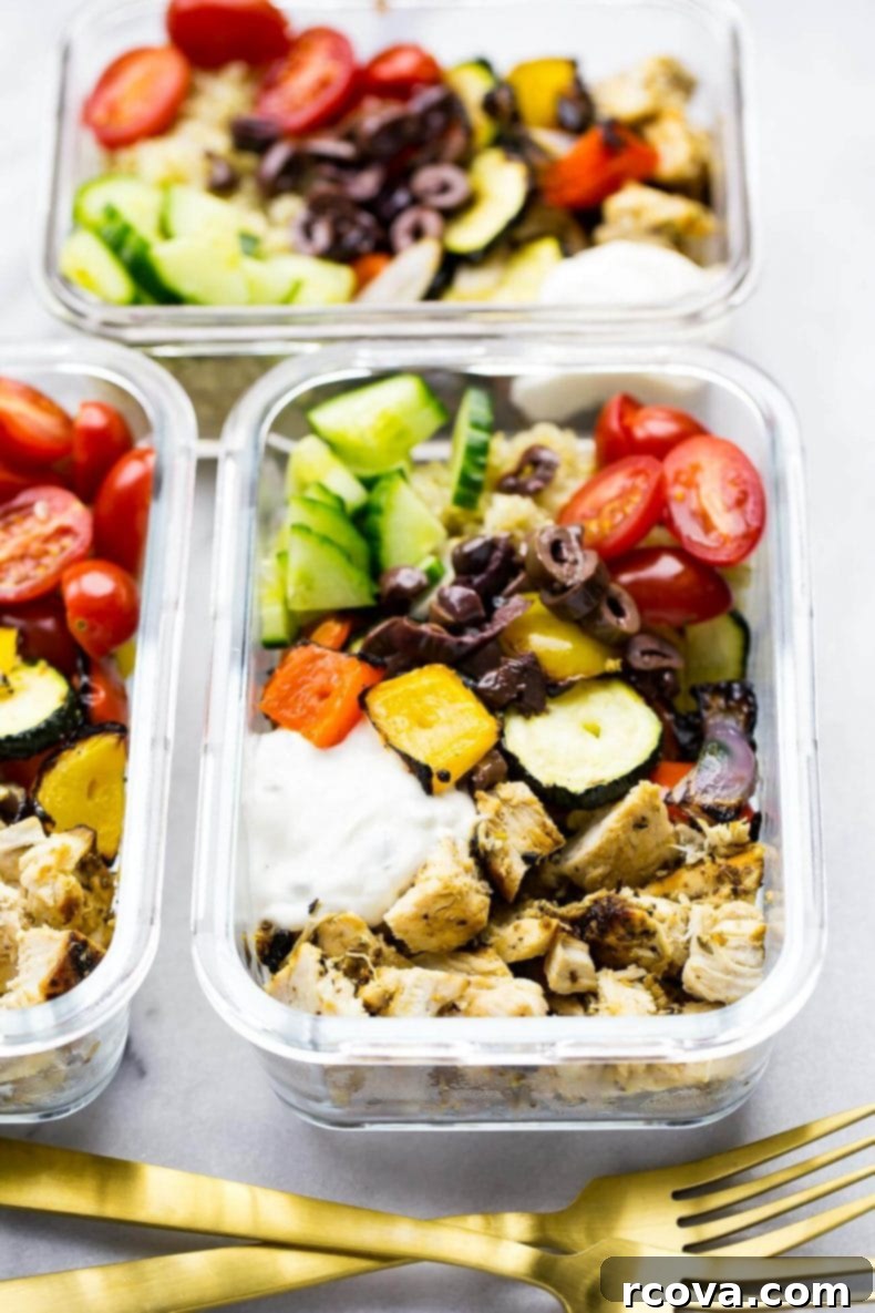 Meal Prep Chicken Souvlaki Bowls 5 Assembled Meal Prep Chicken Souvlaki Bowl with Quinoa and Tzatziki