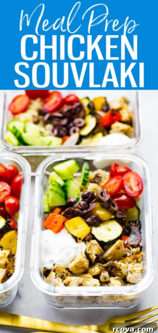 Meal Prep Chicken Souvlaki Bowls 9 Meal prep chicken souvlaki bowls with grilled chicken, quinoa, and fresh vegetables for a healthy lunch