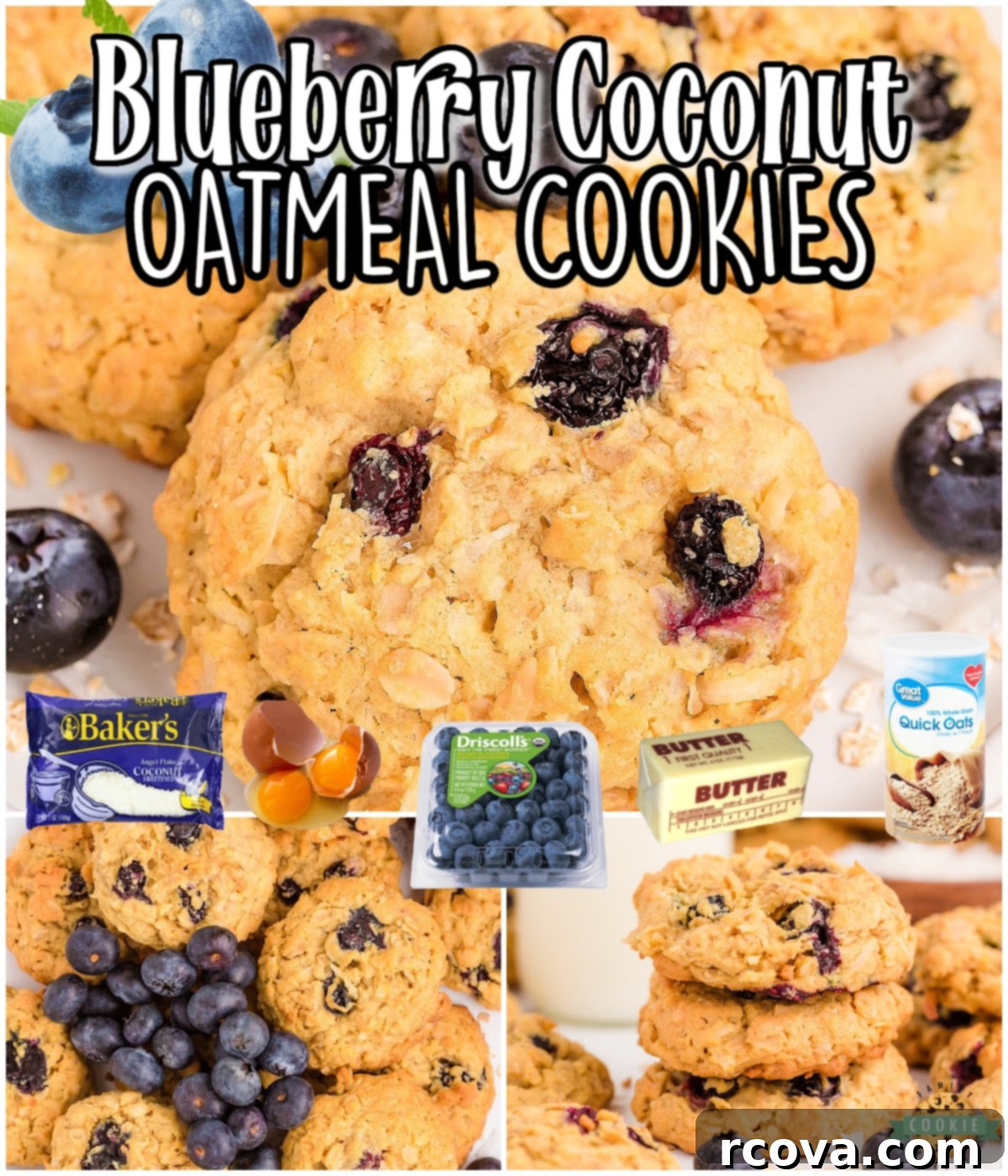 Soft and Chewy Blueberry Oatmeal Cookies 8 Blueberry Oatmeal Cookies are soft & chewy oatmeal cookies with lovely coconut & fresh blueberries! A delightful twist on oatmeal cookies!