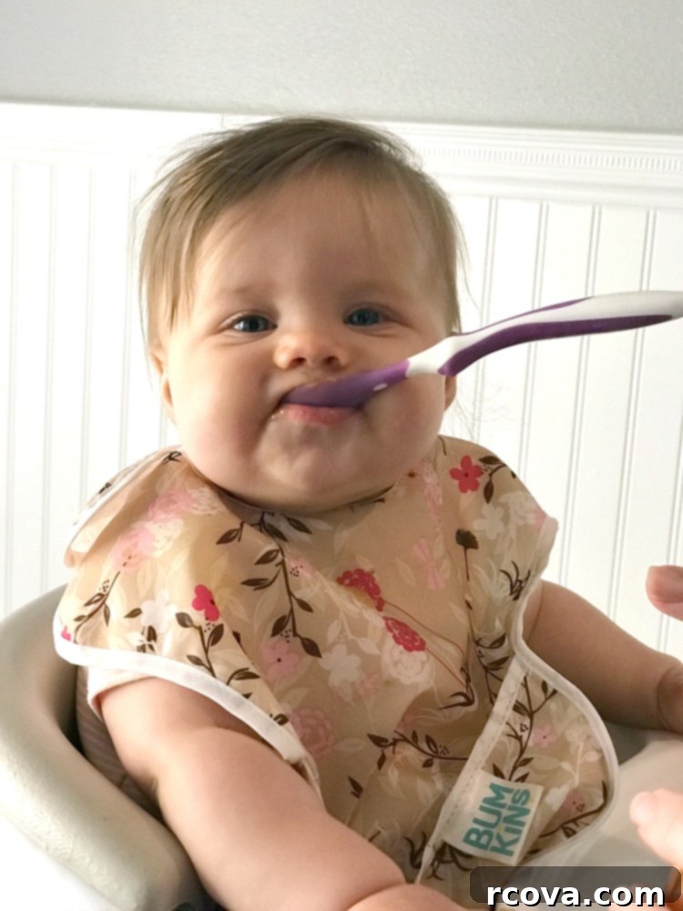 Oatmeal Chocolate Chip Delights 13 Adorable baby B at 6 months old, enjoying her food