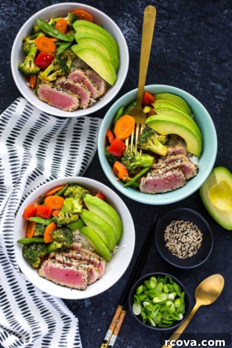 Golden Miso Sesame Tuna Bowls 6 Miso Sesame Tuna Rice Bowls