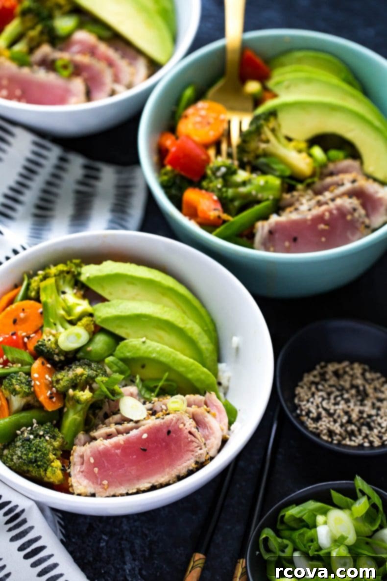 Golden Miso Sesame Tuna Bowls 8 Miso Sesame Tuna Rice Bowls