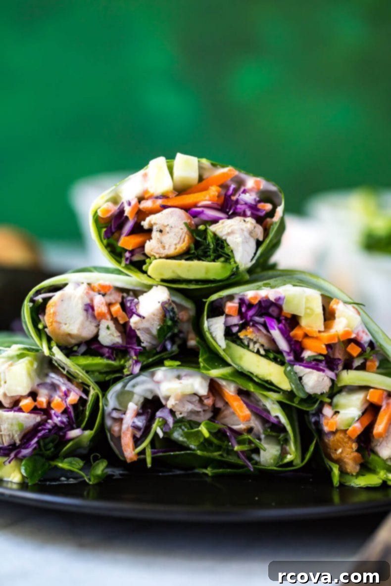 Collard-Wrapped Garlic Chicken 7 These Low Carb Garlic Chicken Collard Wraps are a delicious and healthy lunch idea jam-packed with veggies and a homemade vegan garlic sauce!
