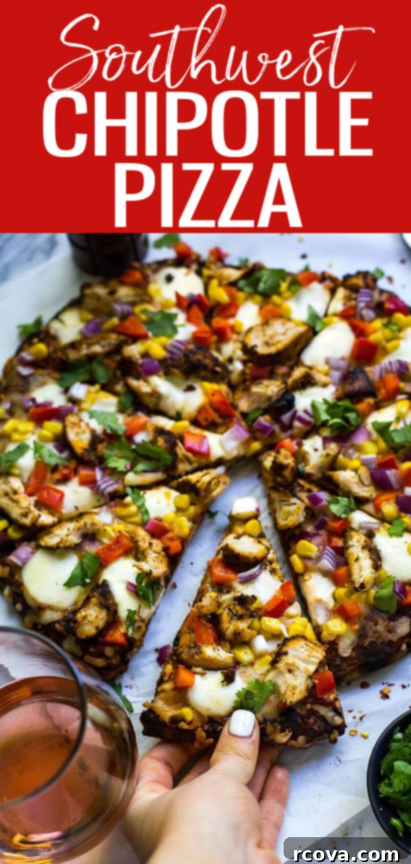 Southwest Smokehouse Pizza 11 This Grilled Southwest Chipotle Pizza is a delicious summer meal made on the grill, topped with fresh veggies and a smoky chipotle sauce! #southwestpizza #grilledpizza