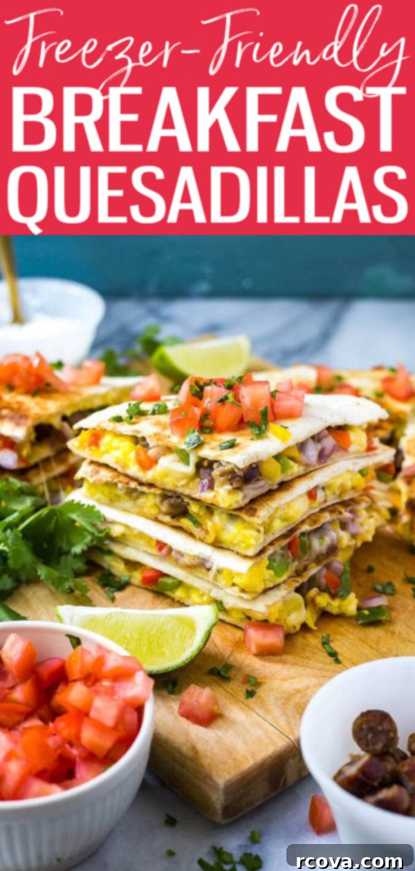 Weekend Prep Tex Mex Breakfast Quesadillas 10 Freezer-Friendly Tex Mex Breakfast Quesadillas with scrambled eggs, diced peppers and sausage are the ultimate meal prep breakfast! #breakfastquesadillas #mealprep #freezermeal