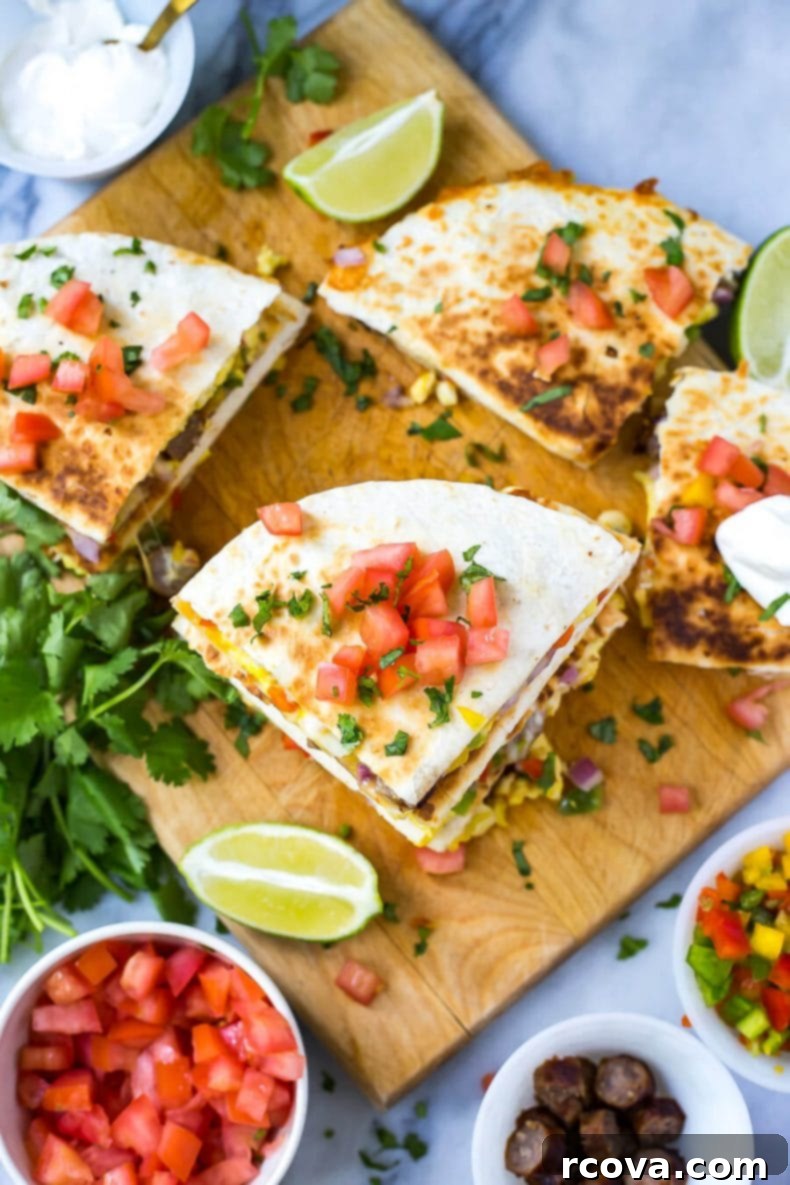 Weekend Prep Tex Mex Breakfast Quesadillas 8 Close-up of Freezer-Friendly Tex Mex Breakfast Quesadillas showing a cross-section of fillings