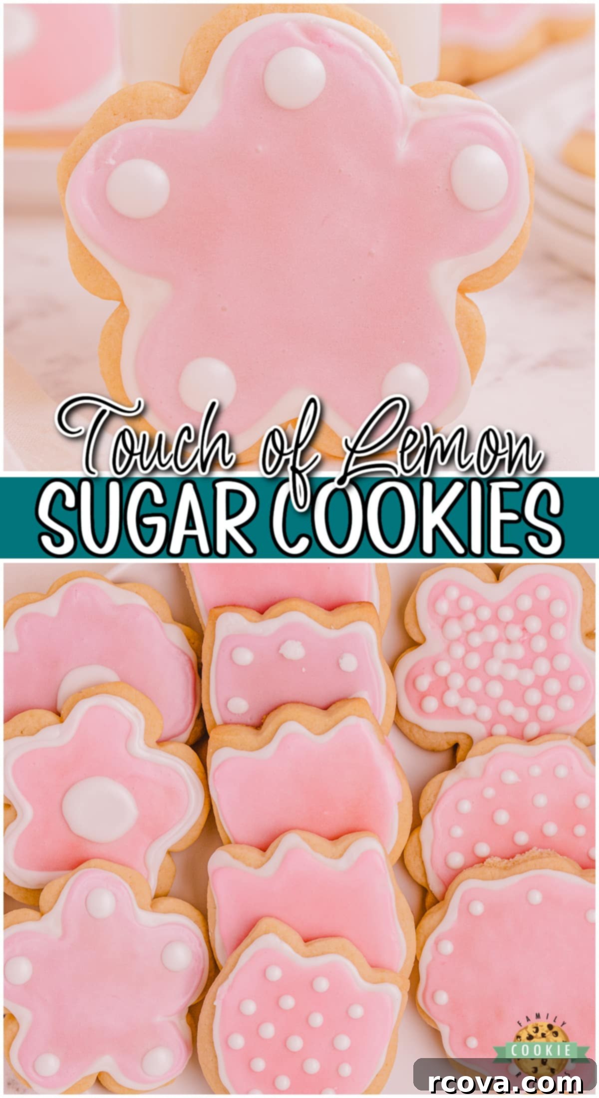 Zesty Lemon Shaped Sugar Cookies 12 Lemon Cut Out Sugar Cookies topped with a sweet royal icing tinted in darling Spring colors! Lovely sugar cookie recipe with a hint of lemon flavor!