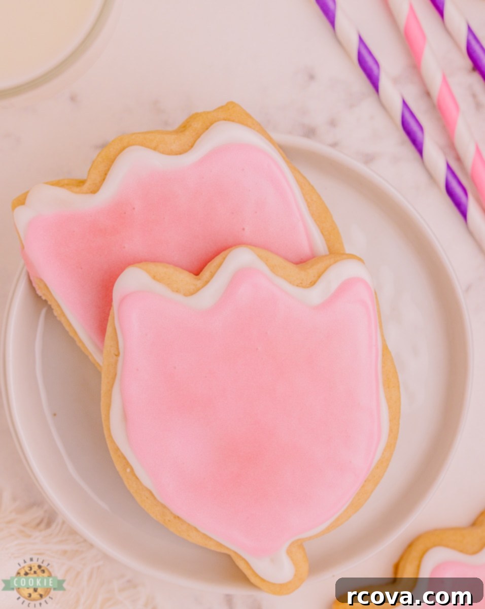 Zesty Lemon Shaped Sugar Cookies 9 Pink tulip shaped cut out sugar cookies with lemon flavor