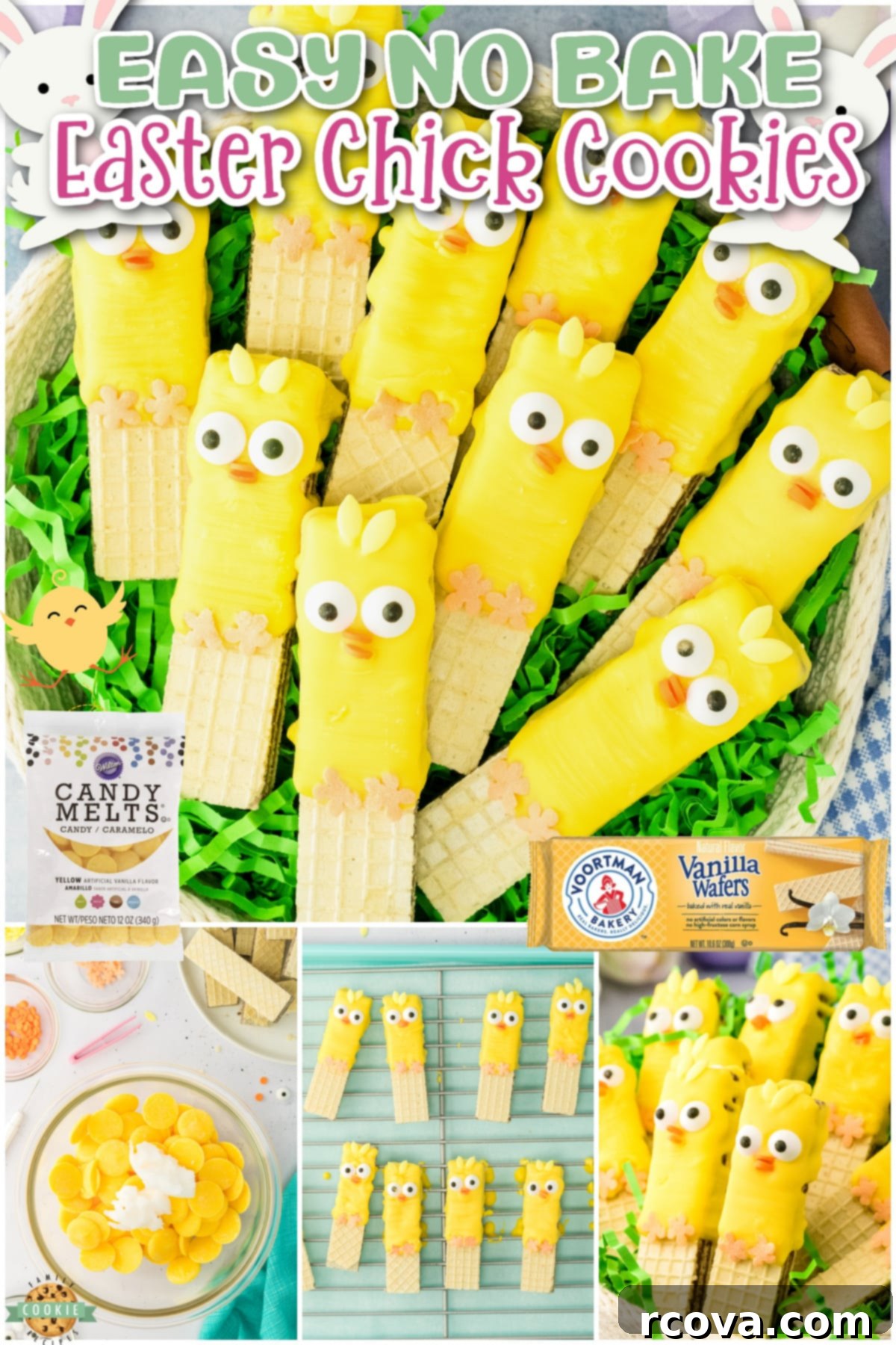 Simple No-Bake Easter Chick Treats 6 Easy No-Bake Easter Chick Cookies made with wafer cookies dipped in candy coating & decorated to look like darling baby chicks! Simple, quick & fun Easter cookie recipe that's done in under an hour!