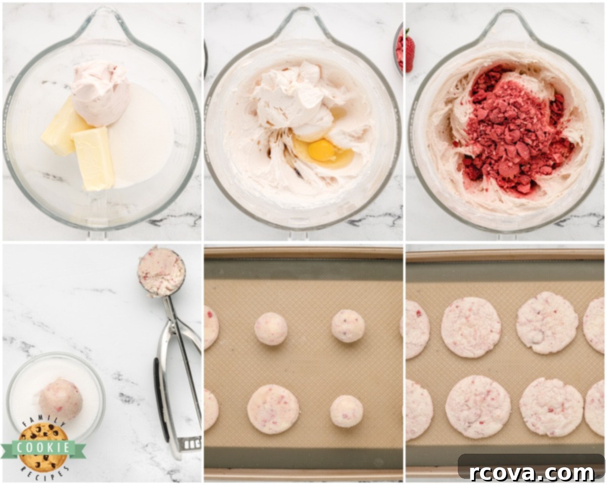 Luscious Strawberry Cream Cheese Sugar Cookies 4 Ingredients laid out for making strawberry cream cheese sugar cookies