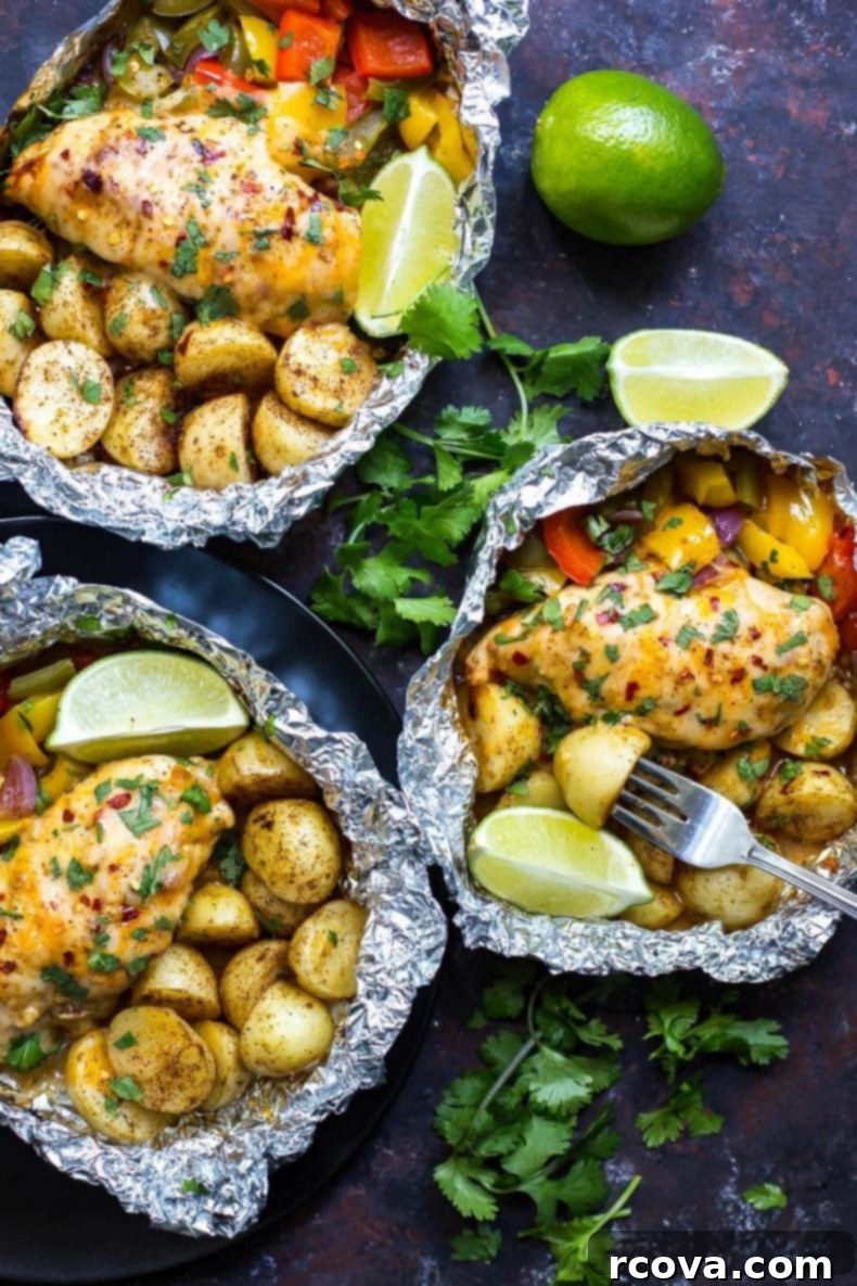 One Pan Southwest Chicken and Veggies 6 Southwest Chicken Foil Packets with Veggies