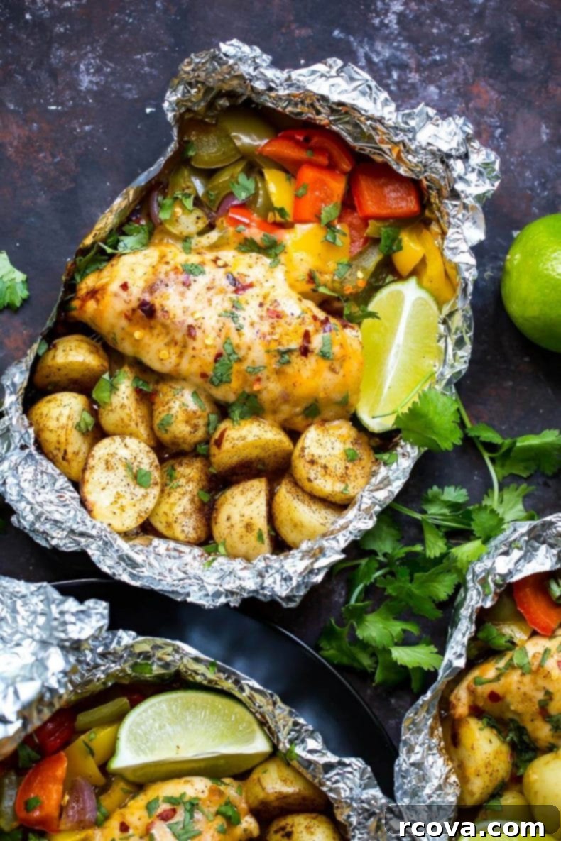 One Pan Southwest Chicken and Veggies 8 Southwest Chicken Foil Packets with Veggies