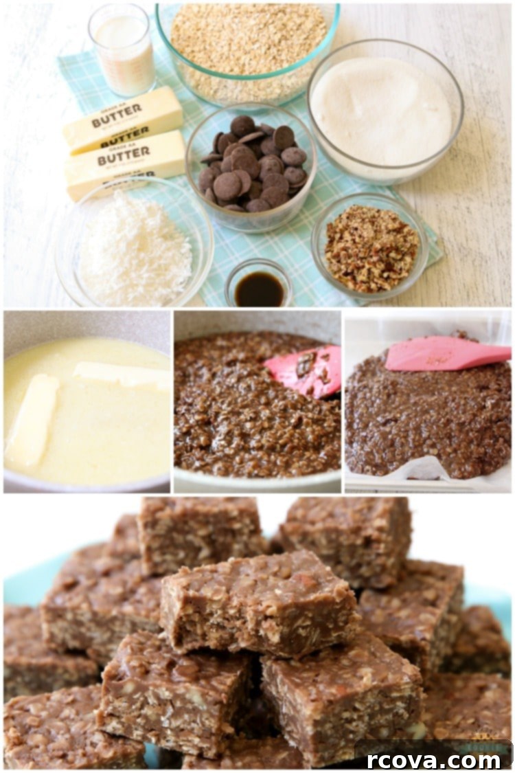 Decadent No-Bake Sweet Squares 10 Collage of No Bake Cookie Bars cooling and setting, showcasing their delicious texture