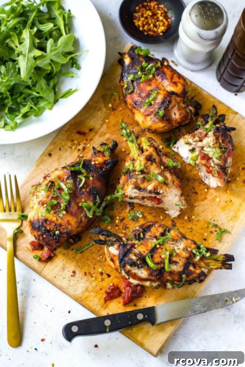 Gourmet Asparagus Stuffed Chicken 5 Plated Margherita Asparagus Stuffed Chicken Breasts with a side salad