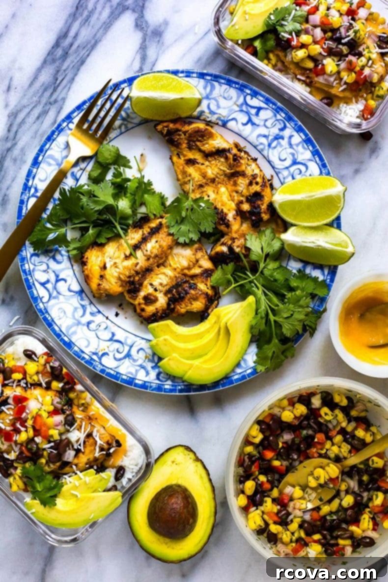 Tropical Coconut Mango Chicken Meal Prep Bowls 5 Close-up of Coconut Mango Chicken Meal Prep Bowls