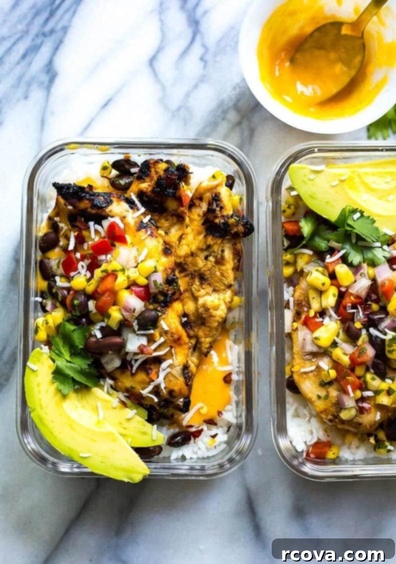 Tropical Coconut Mango Chicken Meal Prep Bowls 7 Another view of BBQ Chicken Meal Prep Bowls