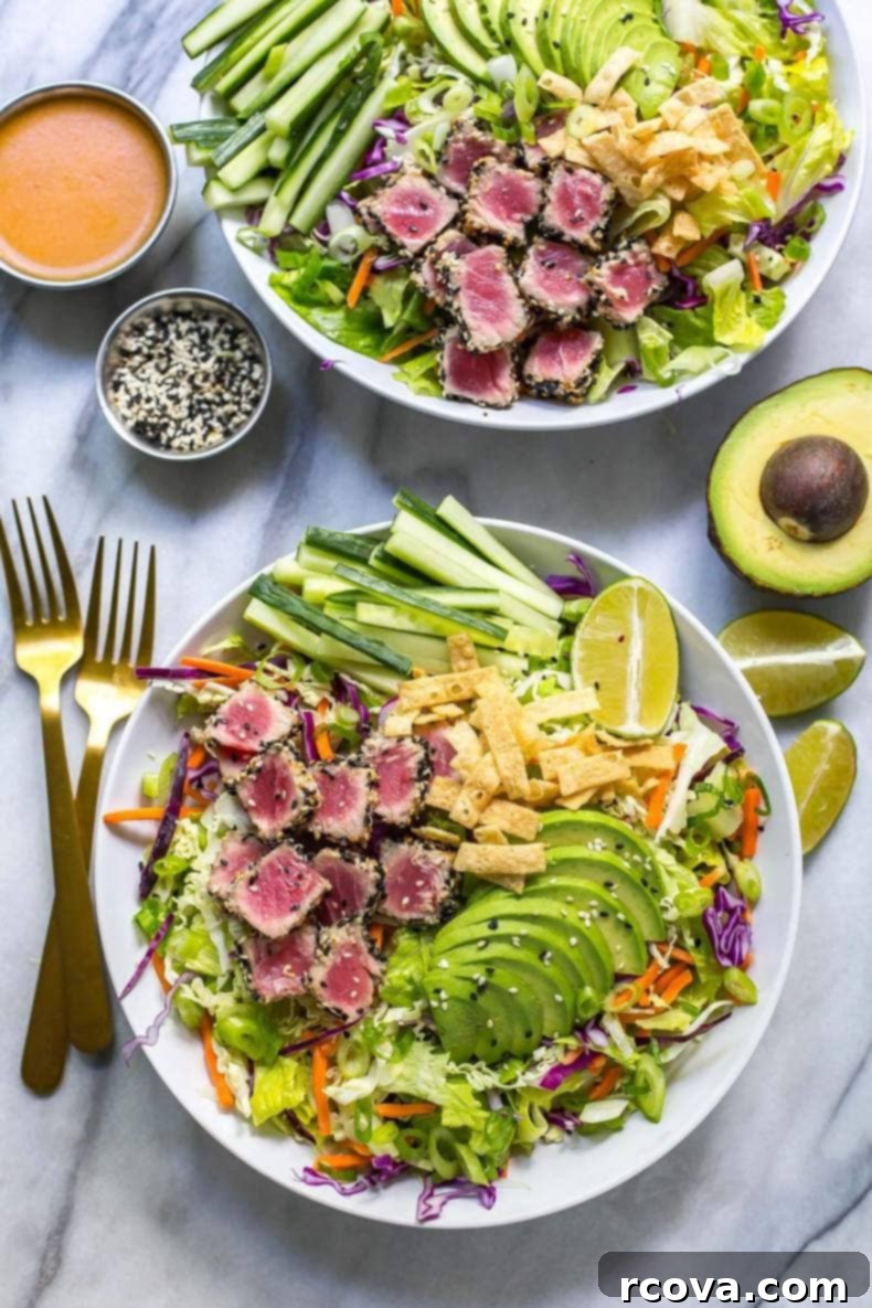 Seared Ahi & Ginger Sesame Salad 2 Sashimi Tuna Salad with Carrot Ginger Dressing