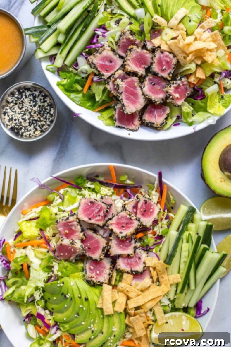 Seared Ahi & Ginger Sesame Salad 7 Sashimi Tuna Salad with Carrot Ginger Dressing