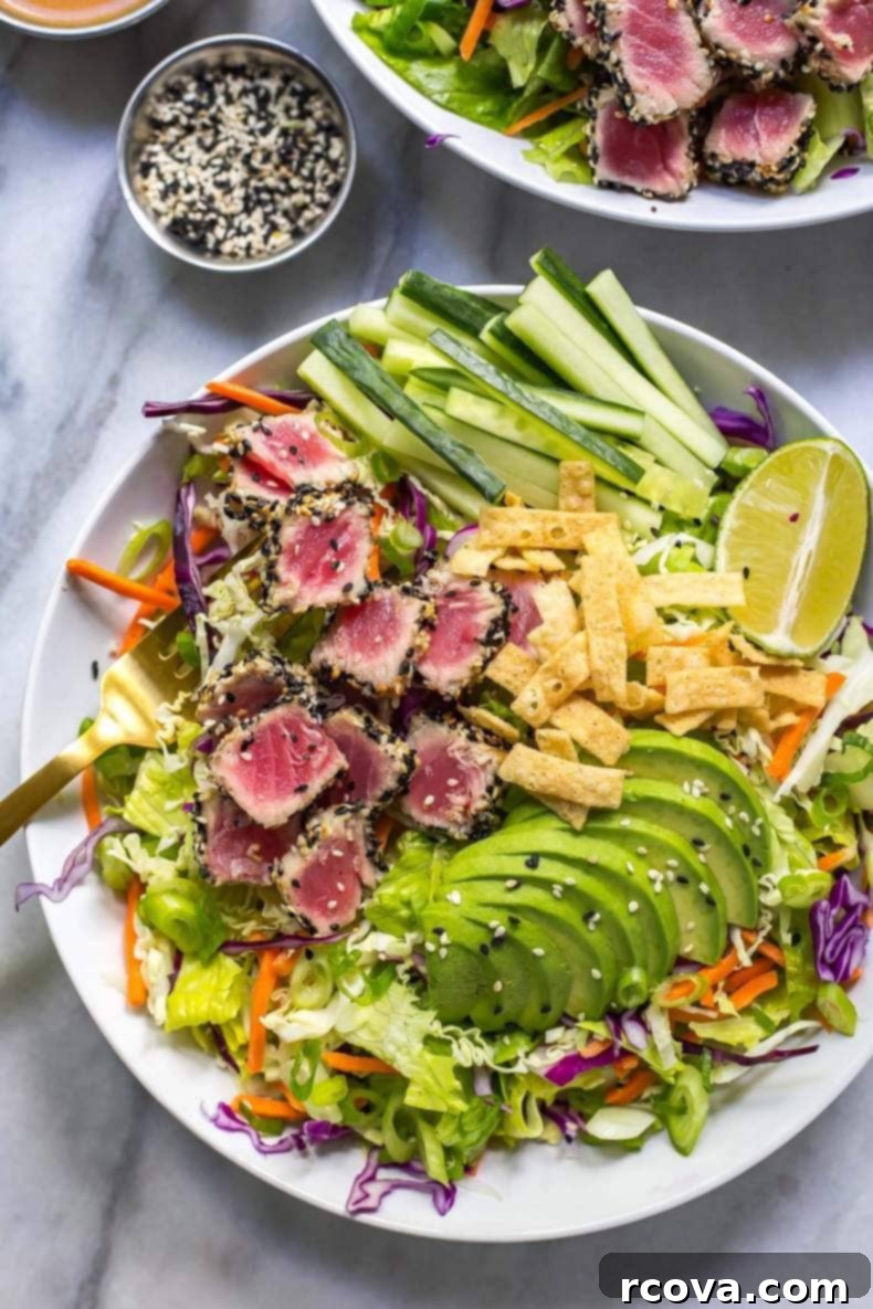 Seared Ahi & Ginger Sesame Salad 8 Sashimi Tuna Salad with Carrot Ginger Dressing