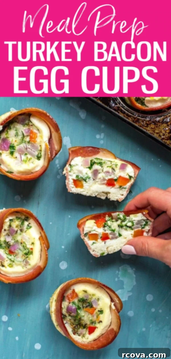 On-the-Go Turkey Bacon Egg White Muffins 12 These Turkey Bacon Egg White Bites are a delicious grab-and-go breakfast idea filled with veggies. They’re ready in just 25 minutes! #turkeybacon #eggwhites