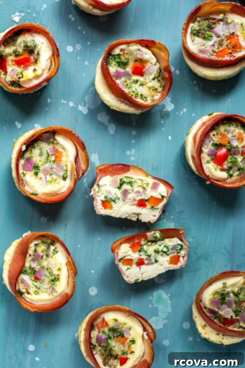 On-the-Go Turkey Bacon Egg White Muffins 8 Grab & Go Turkey Bacon Egg White Cups arranged on a plate