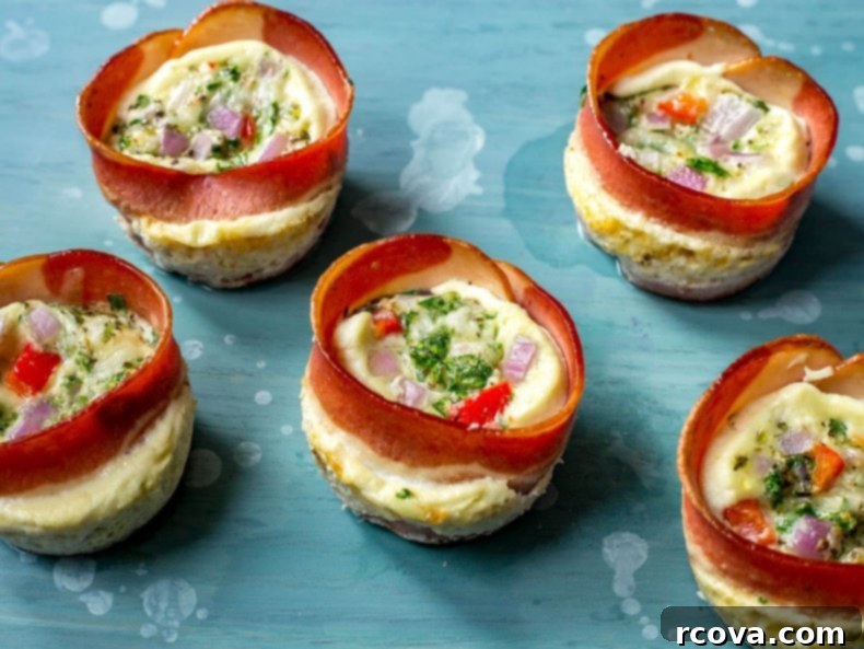 On-the-Go Turkey Bacon Egg White Muffins 10 Grab & Go Turkey Bacon Egg White Cups on a white background
