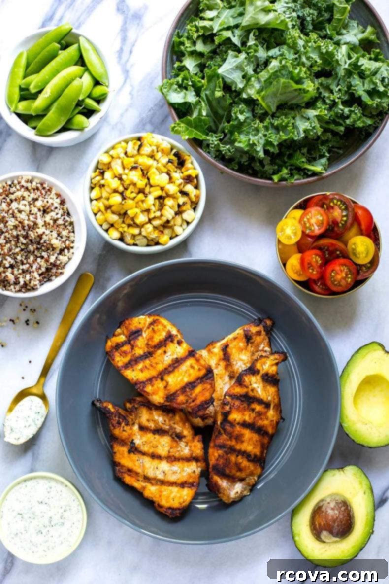 Ranch Chicken Kale Quinoa Power Bowls 7 Chicken Ranch Kale & Quinoa Bowls