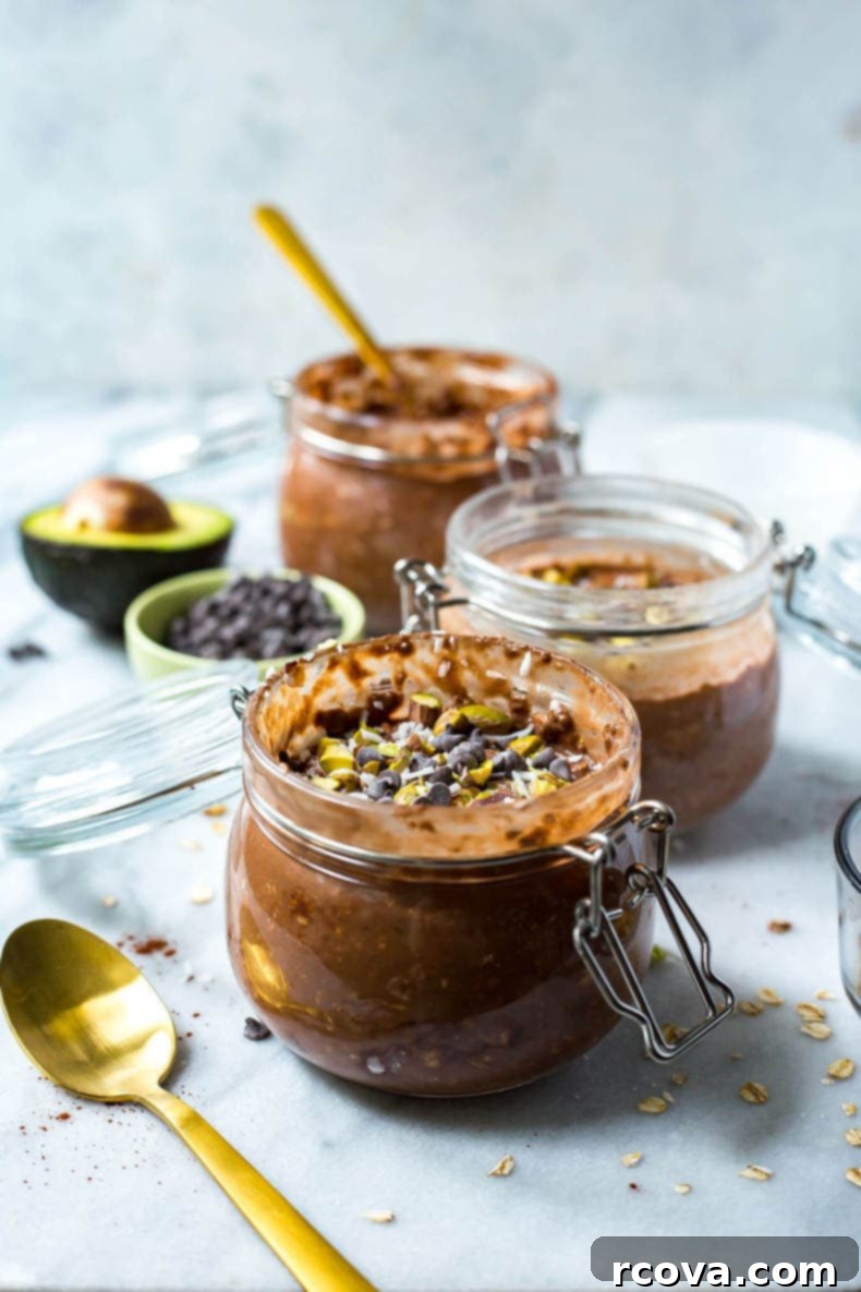 Decadent Chocolate Avocado Overnight Oats 5 Chocolate Avocado Overnight Oats