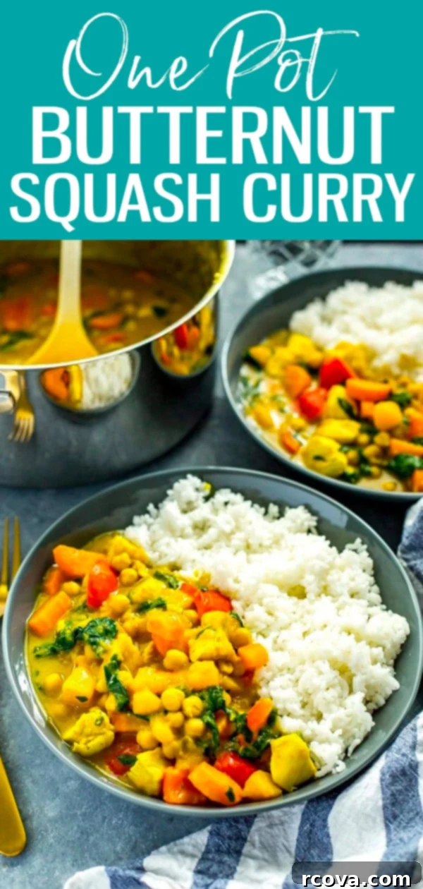 Golden One-Pan Chicken & Squash Curry 11 This One Pot Butternut Squash Chicken Curry with coconut milk, veggies, chickpeas and rice is protein-filled comfort food at its best! #butternutsquash #onepotcurry