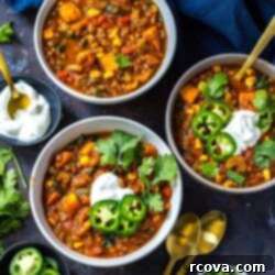 Hearty Slow Cooker Vegetarian Lentil Chili 8 sweet potato lentil chili