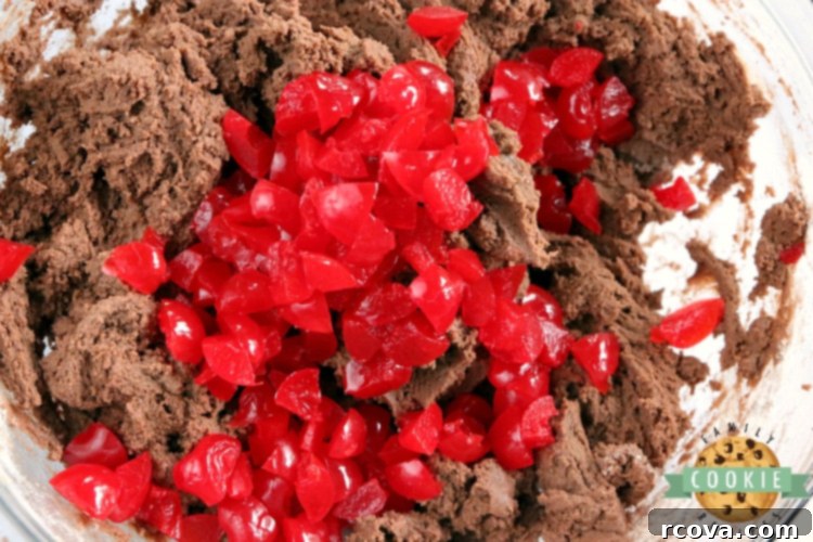 Dark Chocolate Cherry Indulgence 5 All the dry ingredients for Cherry Chocolate Cookies beautifully laid out, ready to be combined to create the perfect chocolatey, cherry-filled dough.