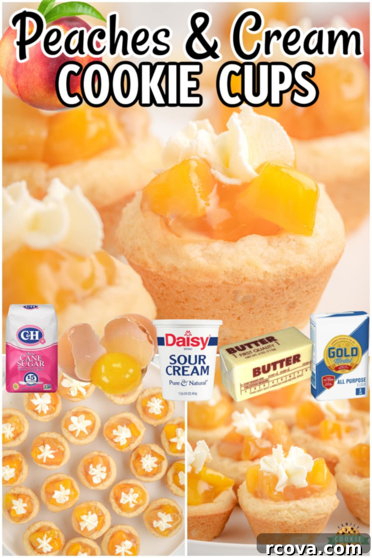 Peachy Dream Cookies 8 Lovely Peaches and Cream Cookies made with buttery cookie dough, baked & topped with peach pie filling and cream. These darling peach cookies with their bright, fruity flavor, are a crowd pleaser!