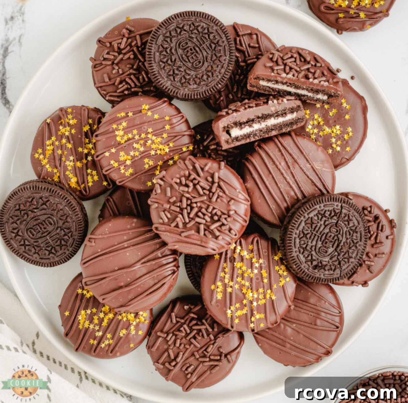 Decadent Chocolate Dipped Oreos 3 Plateful of delicious chocolate dipped Oreos