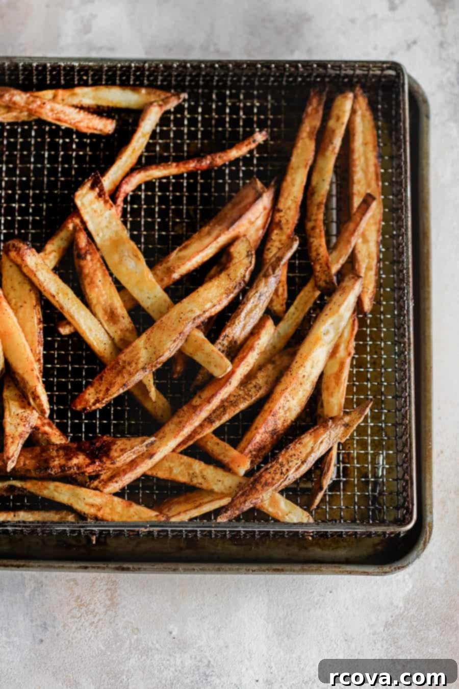Homemade Air Fryer Fries: Perfectly Crispy 3 Crispy homemade air fryer French fries with seasoning.