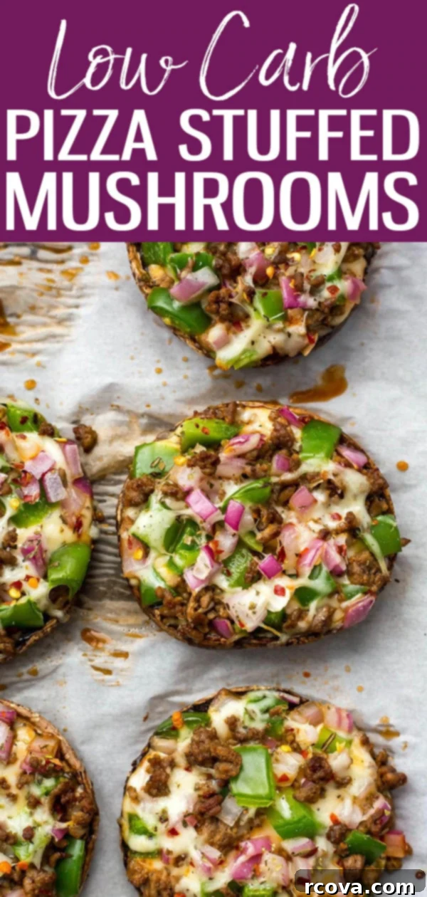 Effortless Low Carb Portobello Pizza Caps 9 These Easy Pizza Portobello Stuffed Mushrooms are a tasty low-carb way to satisfy your pizza cravings. They’re so simple and ready in a flash! #stuffedmushrooms #lowcarb
