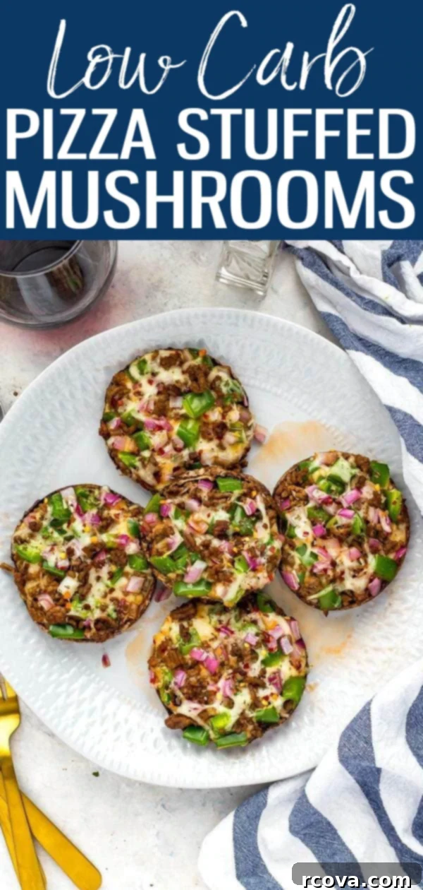 Effortless Low Carb Portobello Pizza Caps 10 These Easy Pizza Portobello Stuffed Mushrooms are a tasty low-carb way to satisfy your pizza cravings. They’re so simple and ready in a flash! #stuffedmushrooms #lowcarb