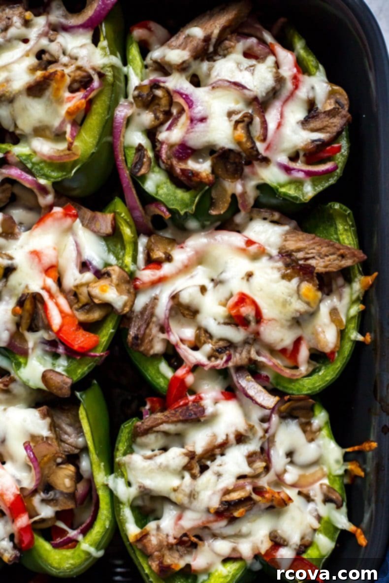 Low Carb Philly Cheesesteak Stuffed Peppers 2 Flavorful Philly Cheesesteak Stuffed Peppers, a perfect low-carb dinner