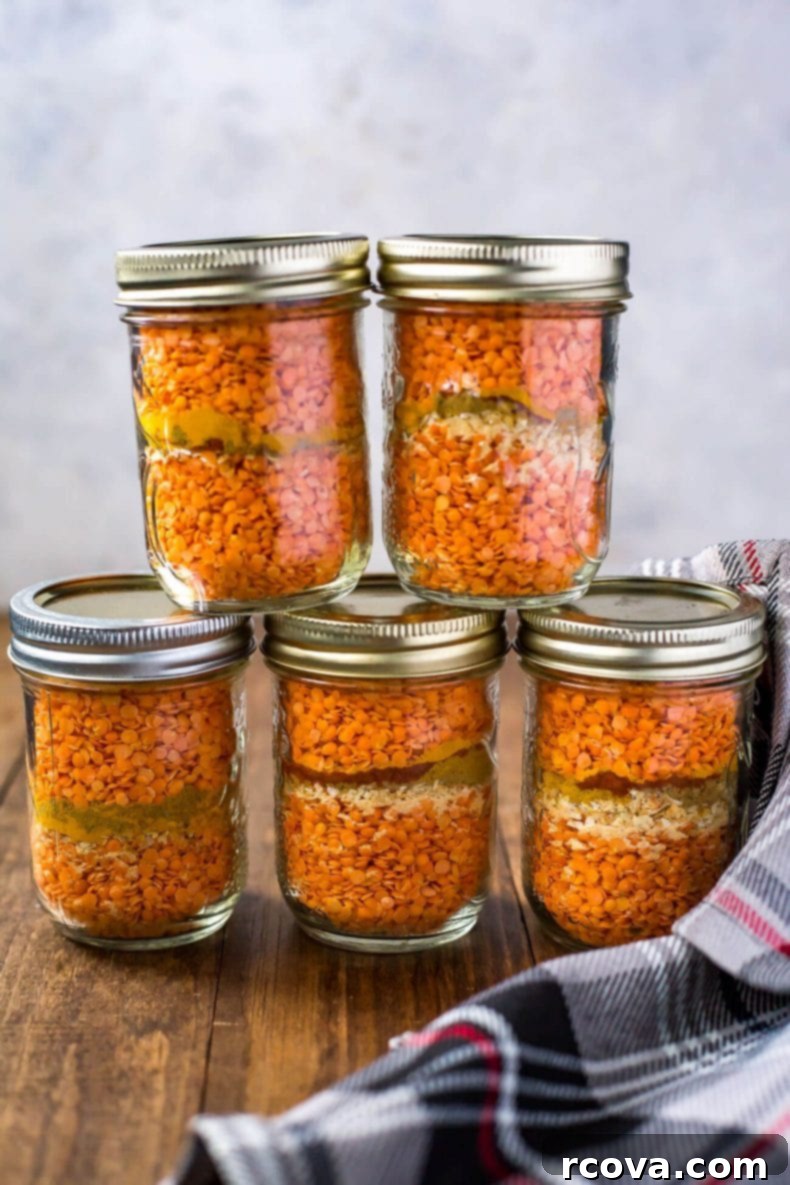 Heartwarming Lentil Soup Jar Gift 2 Easy Coconut Curry Lentil Soup in a Jar