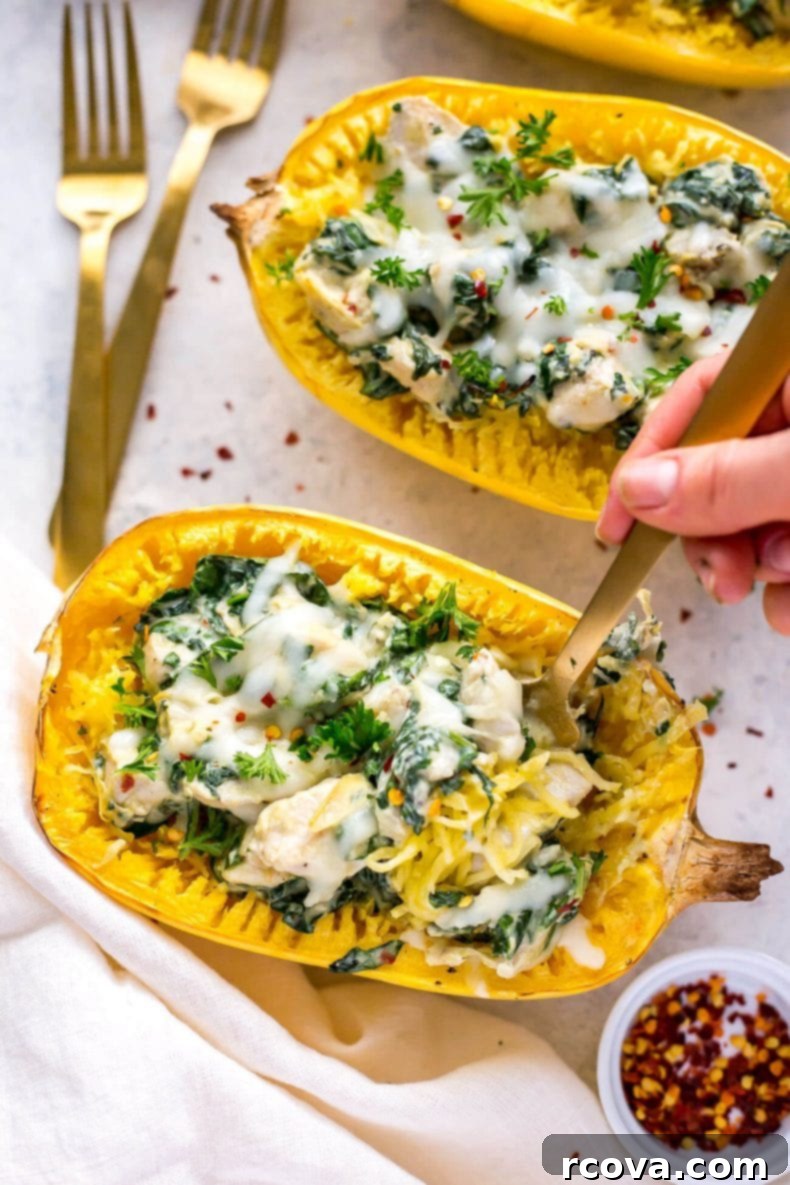Chicken, Spinach and Artichoke Stuffed Spaghetti Squash 8 Chicken, Spinach & Artichoke Spaghetti Squash