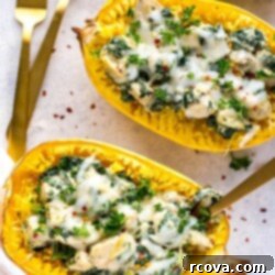 Chicken, Spinach and Artichoke Stuffed Spaghetti Squash 9 Chicken, Spinach & Artichoke Spaghetti Squash