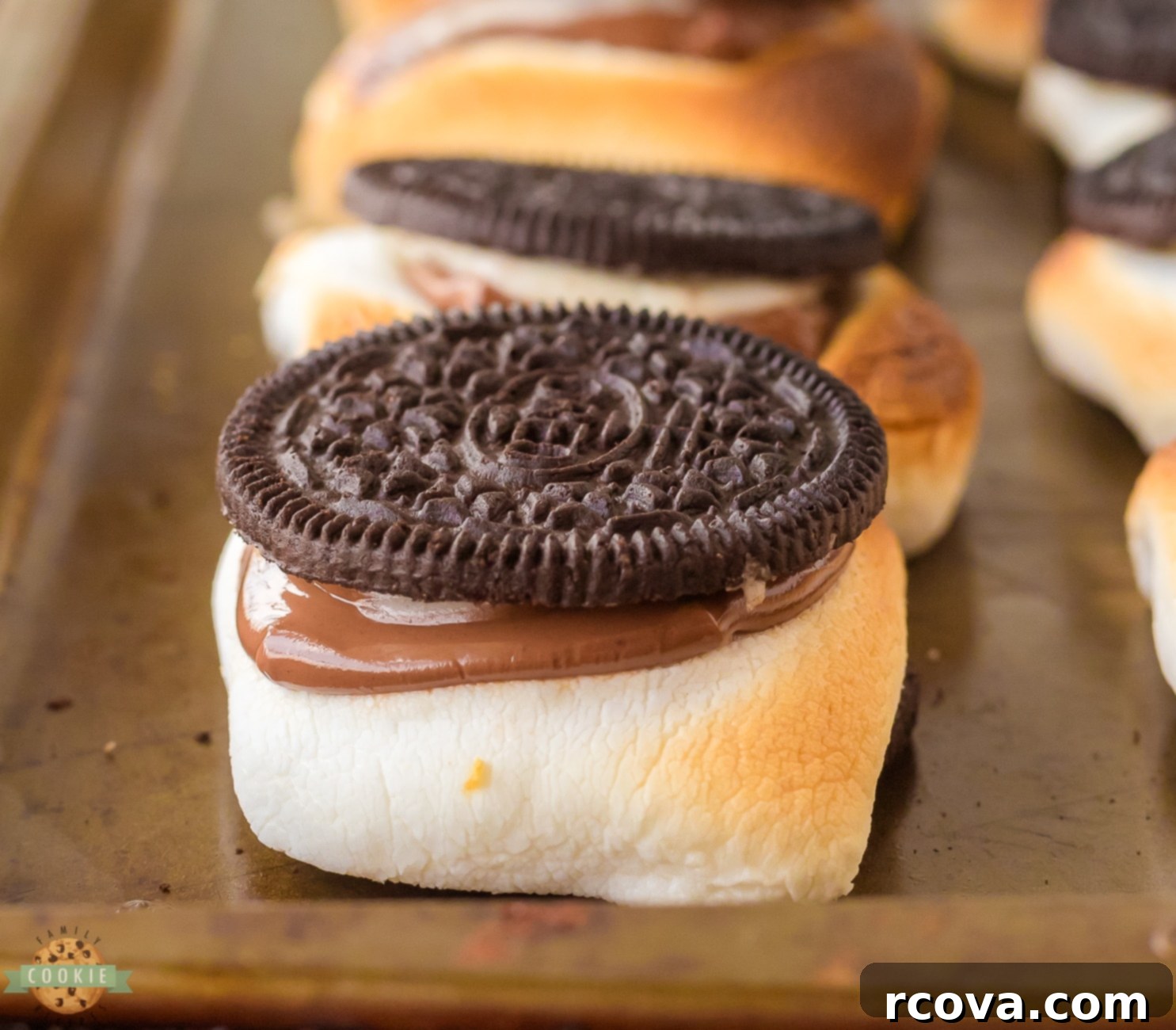 Ultimate Oreo S'mores 3 Delicious Oreo cookies transformed into s'mores, ready to be enjoyed.