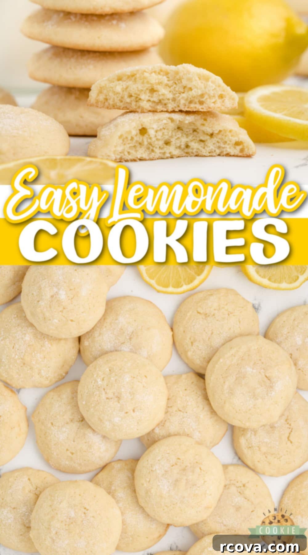 Zesty Lemonade Cookies 10 Easy Lemonade Cookies are soft, chewy and packed with lemon! These delicious lemon cookies are made with only 6 ingredients, one of them being lemonade concentrate.