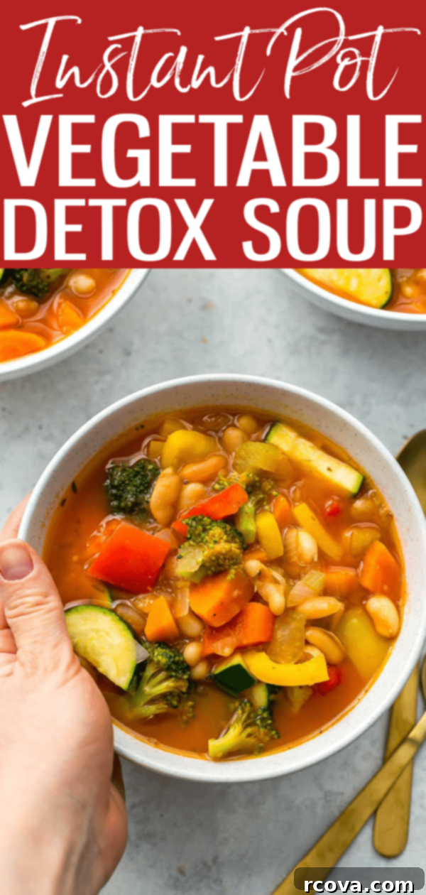 Vibrant Instant Pot Cleansing Soup 11 This Instant Pot Detox Vegetable Soup is a super healthy way to get your veggies in - it's vegetarian, high in fibre and the perfect comfort food! #detoxsoup #instantpot