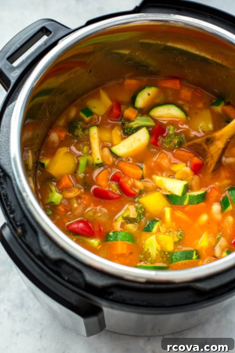 Vibrant Instant Pot Cleansing Soup 6 Close-up of Instant Pot Detox Vegetable Soup with fresh herbs garnish