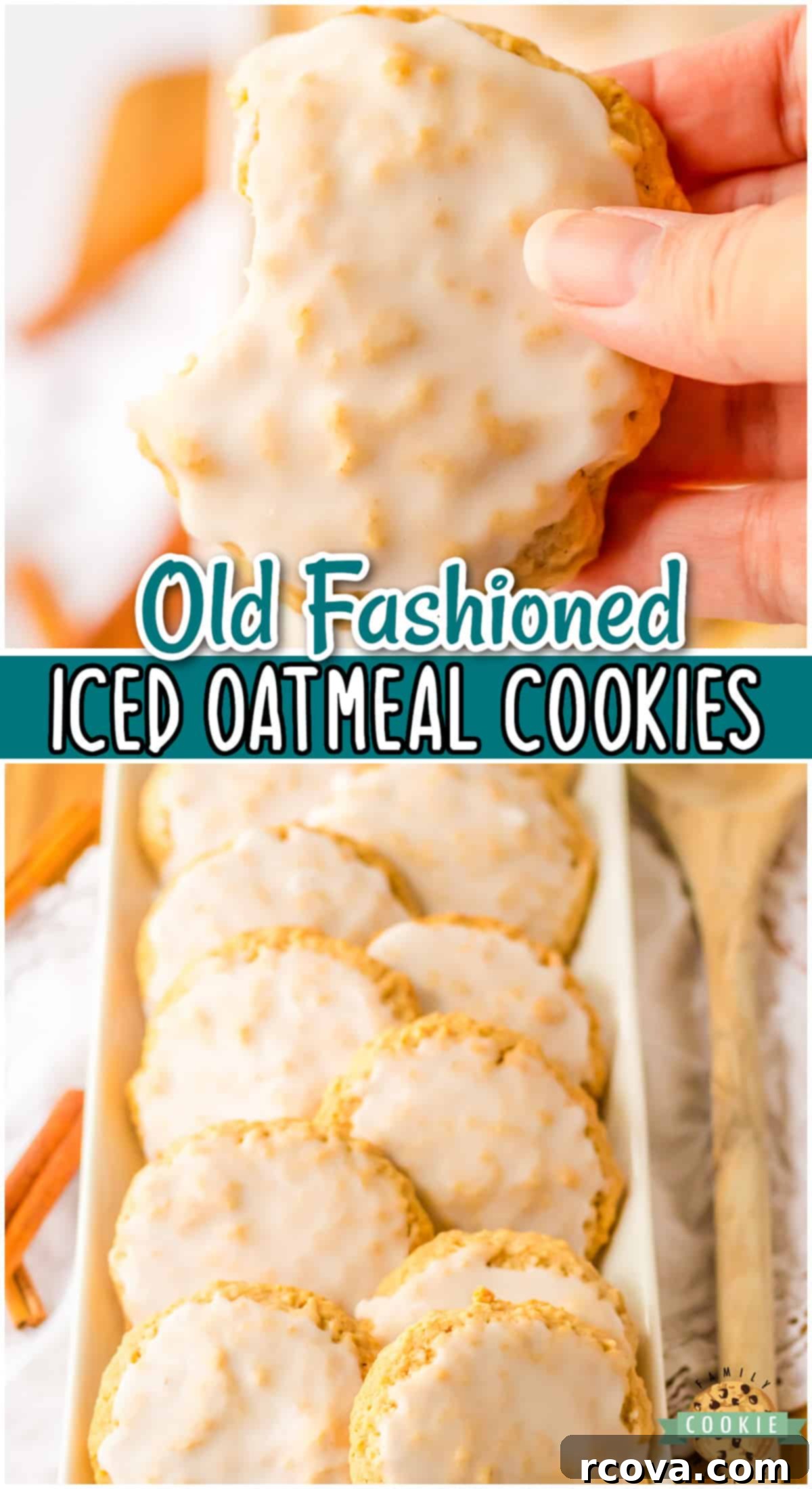 Perfectly Soft and Chewy Glazed Oatmeal Cookies 9 Soft & Chewy Iced Oatmeal Cookies are made with classic ingredients like oats, butter & brown sugar, then baked and topped with a simple sweet icing. Just like the classic old fashioned oatmeal cookies everyone loves!