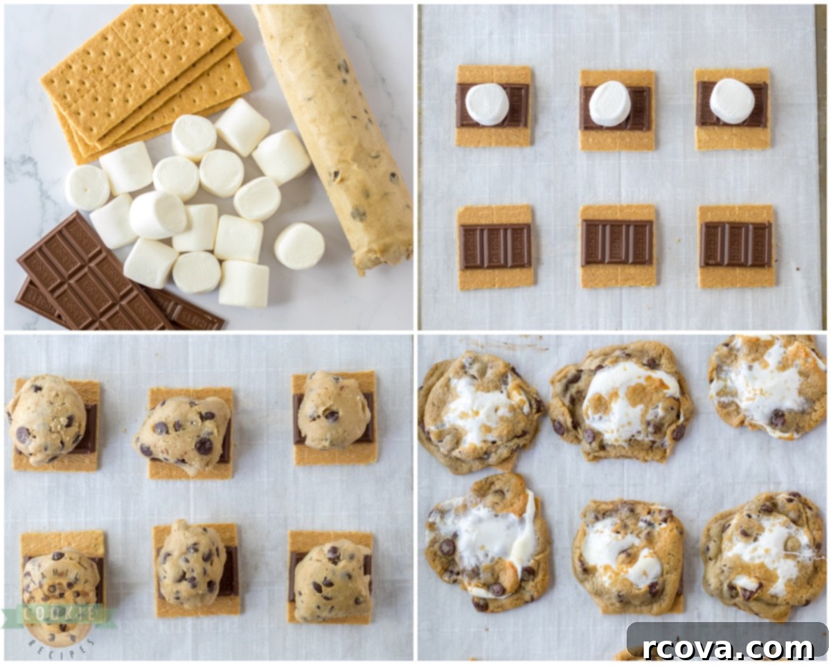 Effortless 4-Ingredient S'mores Chocolate Chip Cookies 4 crazy easy s'mores cookies